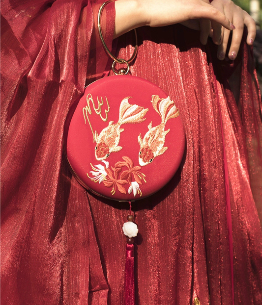 Hanfu\qipao embroidered hard shelled bag - Koi - Yandan_hanfu_china