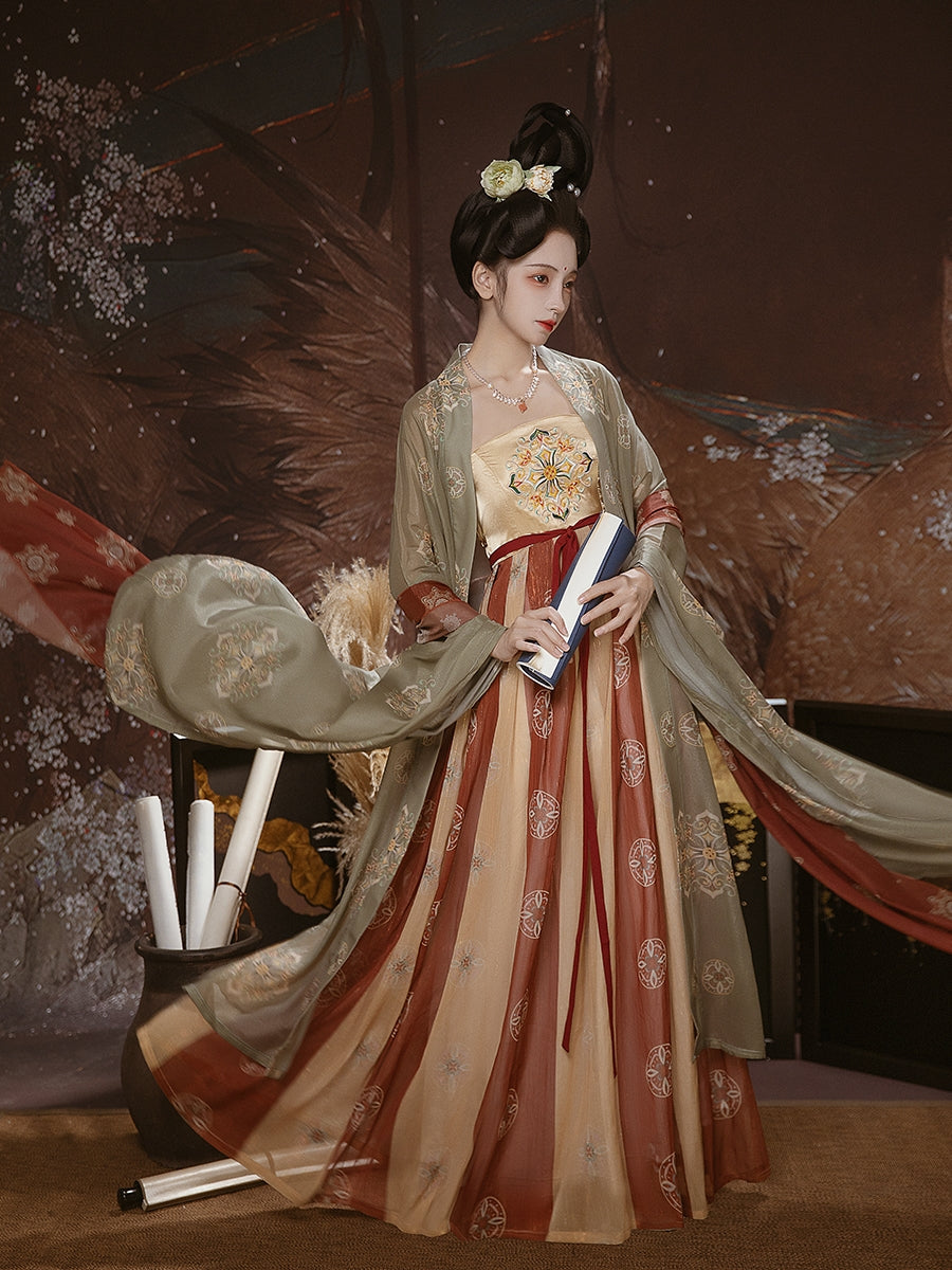 Tang Dynasty | Green\Red Hanfu Dress - Yandan_hanfu_china