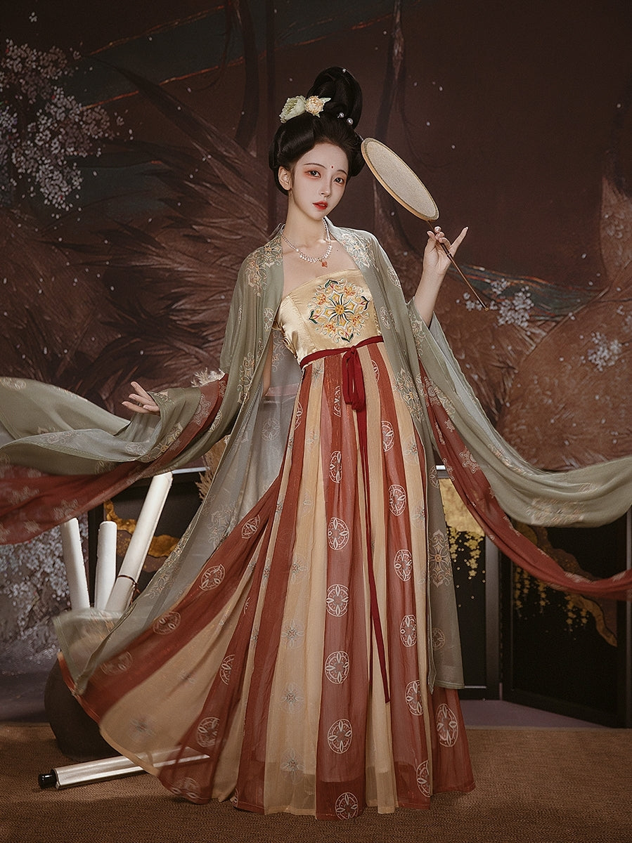 Tang Dynasty | Green\Red Hanfu Dress - Yandan_hanfu_china