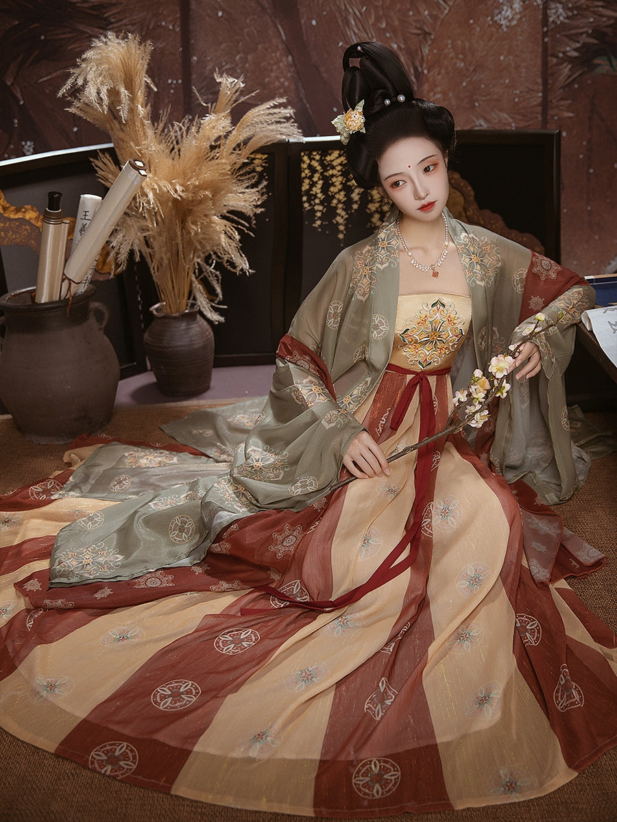 Tang Dynasty | Green\Red Hanfu Dress - Yandan_hanfu_china