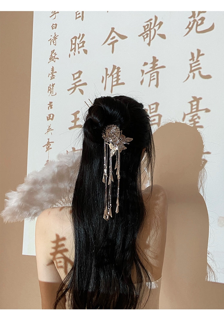 Butterfly Tassel Hairpin 【新中式】 - Yandan_hanfu_china