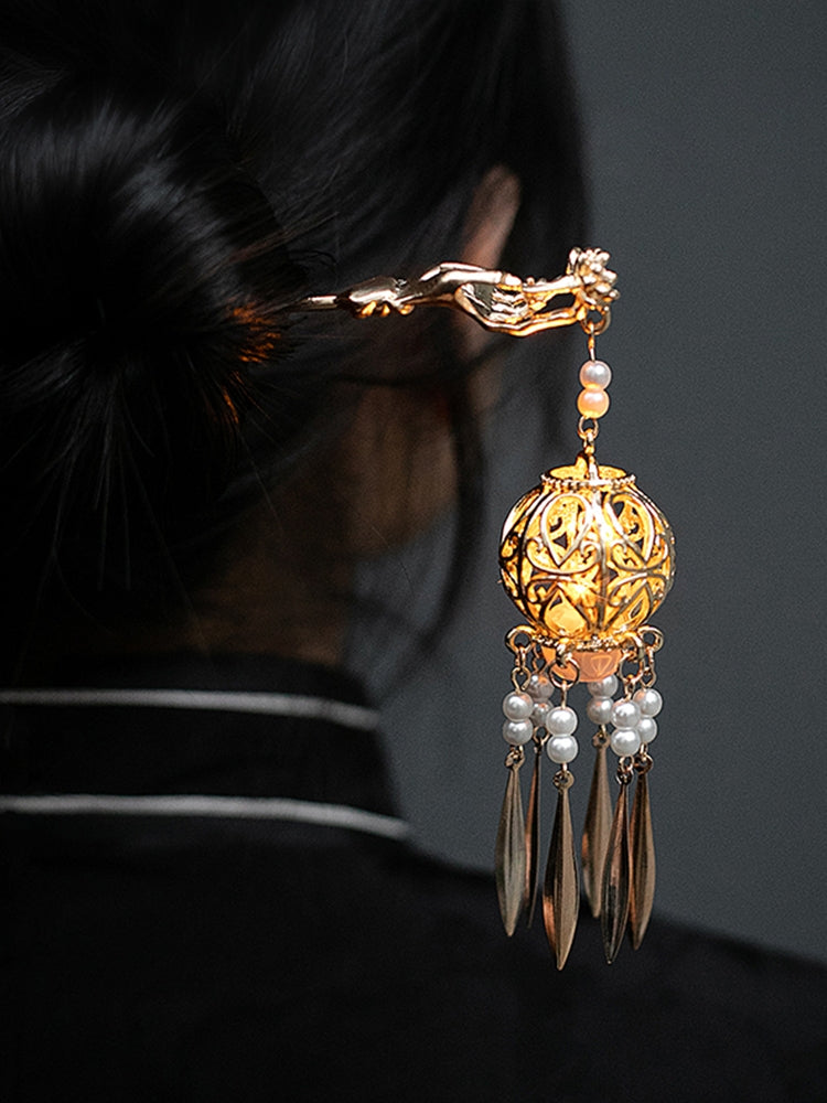 Lotus Shinning tassel hairpin - Yandan_hanfu_china