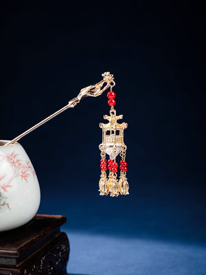 Lotus Shinning tassel hairpin - Yandan_hanfu_china