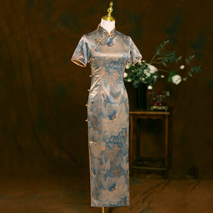 Blue | Qipao Featuring an elegant display of an array of items including a Green Qipao dress, a modern Qipao shirt and a sexy Cheongsam, this collection presents a blend of traditional and modern styles. The modern Cheongsam dress, along with the Cheongsam modern top, redefines traditional aesthetics with a contemporary twist. Adding an element of allure is the sexy Cheongsam lingerie, complemented by a Cheongsam shirt in comfortable fabric.