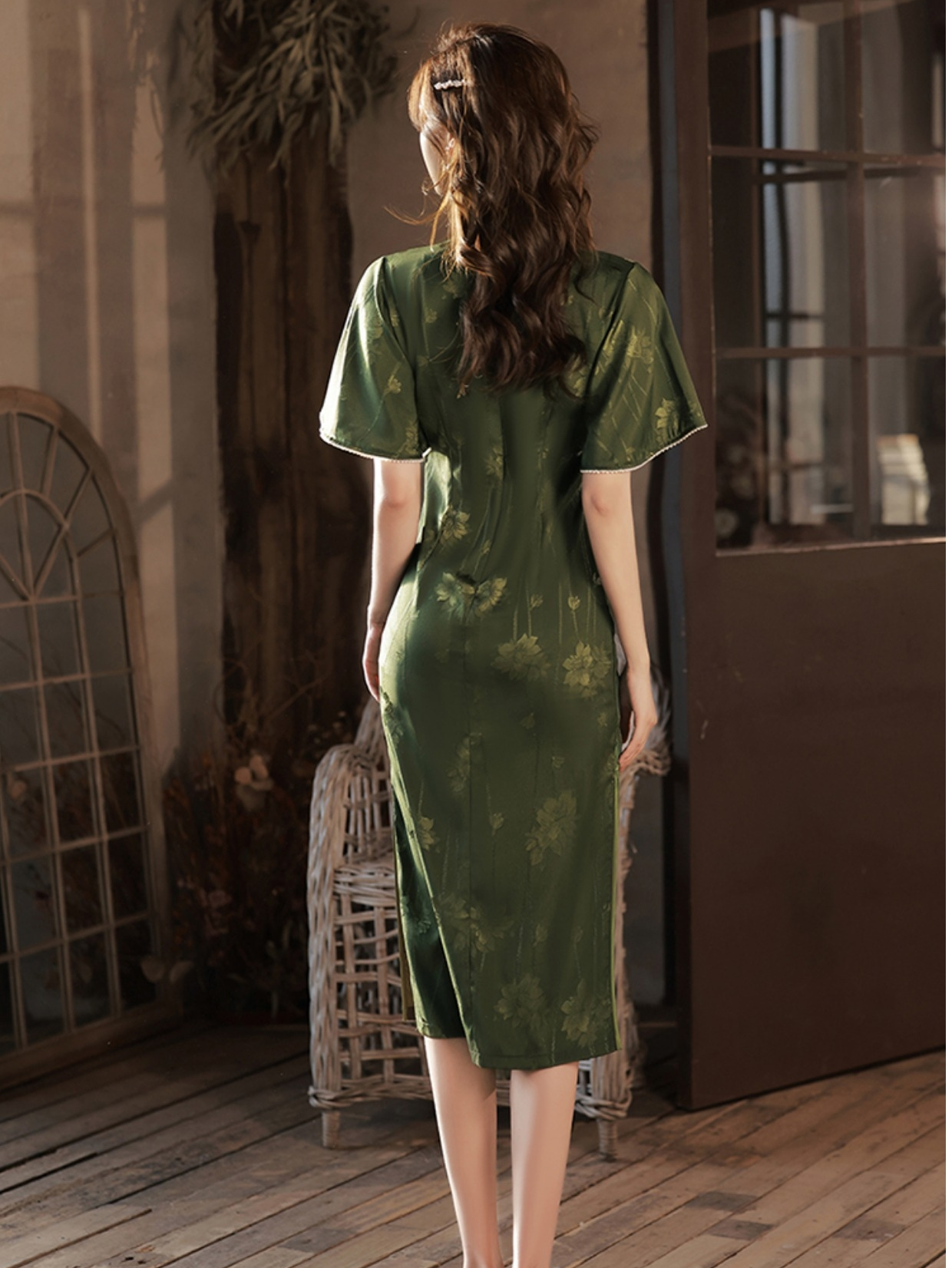 Featuring an elegant display of an array of items including a Green Qipao dress, a modern Qipao shirt and a sexy Cheongsam, this collection presents a blend of traditional and modern styles. The modern Cheongsam dress, along with the Cheongsam modern top, redefines traditional aesthetics with a contemporary twist. Adding an element of allure is the sexy Cheongsam lingerie, complemented by a green Cheongsam shirt in comfortable fabric.