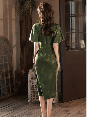 Featuring an elegant display of an array of items including a Green Qipao dress, a modern Qipao shirt and a sexy Cheongsam, this collection presents a blend of traditional and modern styles. The modern Cheongsam dress, along with the Cheongsam modern top, redefines traditional aesthetics with a contemporary twist. Adding an element of allure is the sexy Cheongsam lingerie, complemented by a green Cheongsam shirt in comfortable fabric.