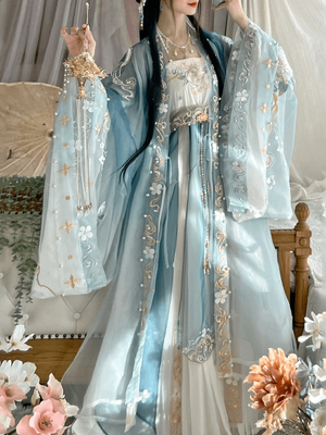 Discover blue traditional hanfu for women with elegant hanfu sleeves, intricate hanfu patterns, and layered designs. Perfect as a princess hanfu dress, fairy hanfu dress, or sexy hanfu, it’s ideal for hanfu cosplay, hanfu dance style, or casual wear. Shop plus size hanfu, hanfu skirts, and more at our trusted hanfu shop, featuring hanfu for sale from top chinese clothing brands and the best Chinese designer clothing websites.