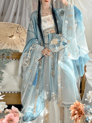 Discover blue traditional hanfu for women with elegant hanfu sleeves, intricate hanfu patterns, and layered designs. Perfect as a princess hanfu dress, fairy hanfu dress, or sexy hanfu, it’s ideal for hanfu cosplay, hanfu dance style, or casual wear. Shop plus size hanfu, hanfu skirts, and more at our trusted hanfu shop, featuring hanfu for sale from top chinese clothing brands and the best Chinese designer clothing websites.