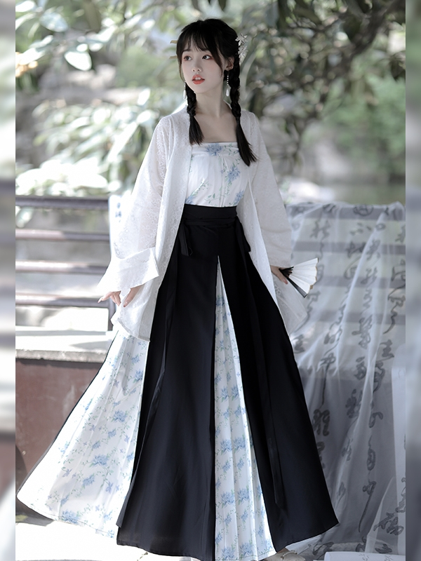 Song Dynasty Black White Modern Hanfu Chinese traditional
