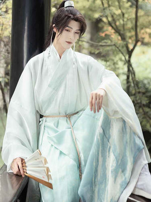 White Hanfu men's Hanfu, from traditional Chinese menswear to modern from Tang Dynasty traditional attire to Ming and Song Dynasty inspired Hanfu. Items such as scholar official Hanfu hats, Chinese court official attire, and royal traditional dress are prominently featured. This display also offers a glimpse into the evolution of Asian clothing, presenting pieces like casual Hanfu and Asian-inspired outfits.Hanfu patterns contributes to the journey through the history of male Chinese and Asian fashion