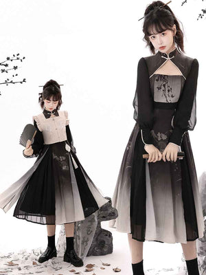 Black Featuring a diverse collection of Hanfu styles, this display presents a blend of traditional and modern elements, from the intricate embroidery of classic Hanfu to contemporary menswear. The assortment includes authentic Tang Dynasty dresses and detailed Ming Dynasty Hanfu, alongside luxurious royal attire and scholar officials' outfits. With a special emphasis on men's Hanfu, the exhibit highlights the rich cultural tapestry of traditional Asian clothing and modern, Asian-inspired fashion
