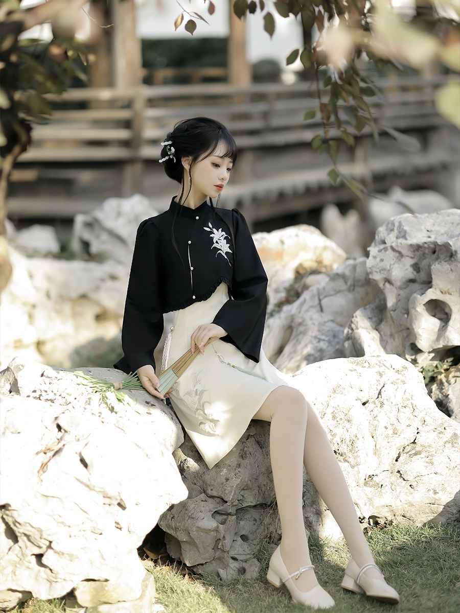 Black Modern Chinese Dress
